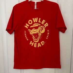 Red Howler Head Graphic Tee with Yellow Print